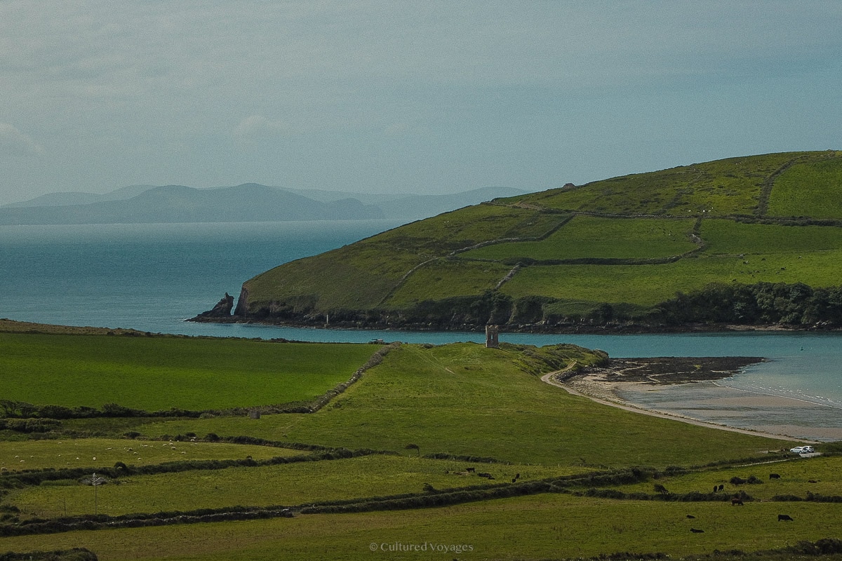 Green Irish countryside beneath a broad sky