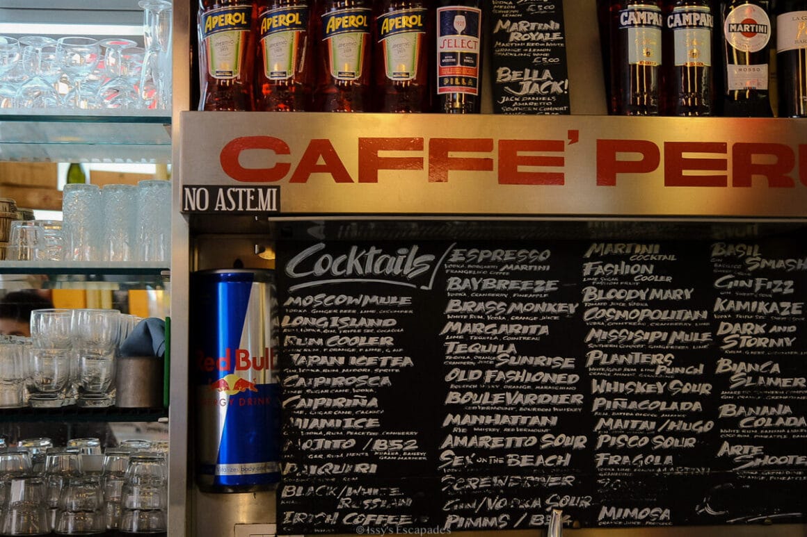 what to do in rome at night - close up of cocktail menu at cafe in rome