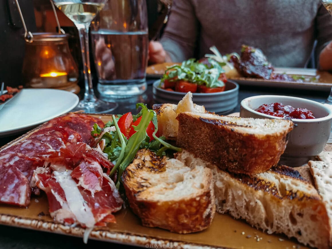 restaurants in clifden connemara - antipasti plate at lamplight wine bar