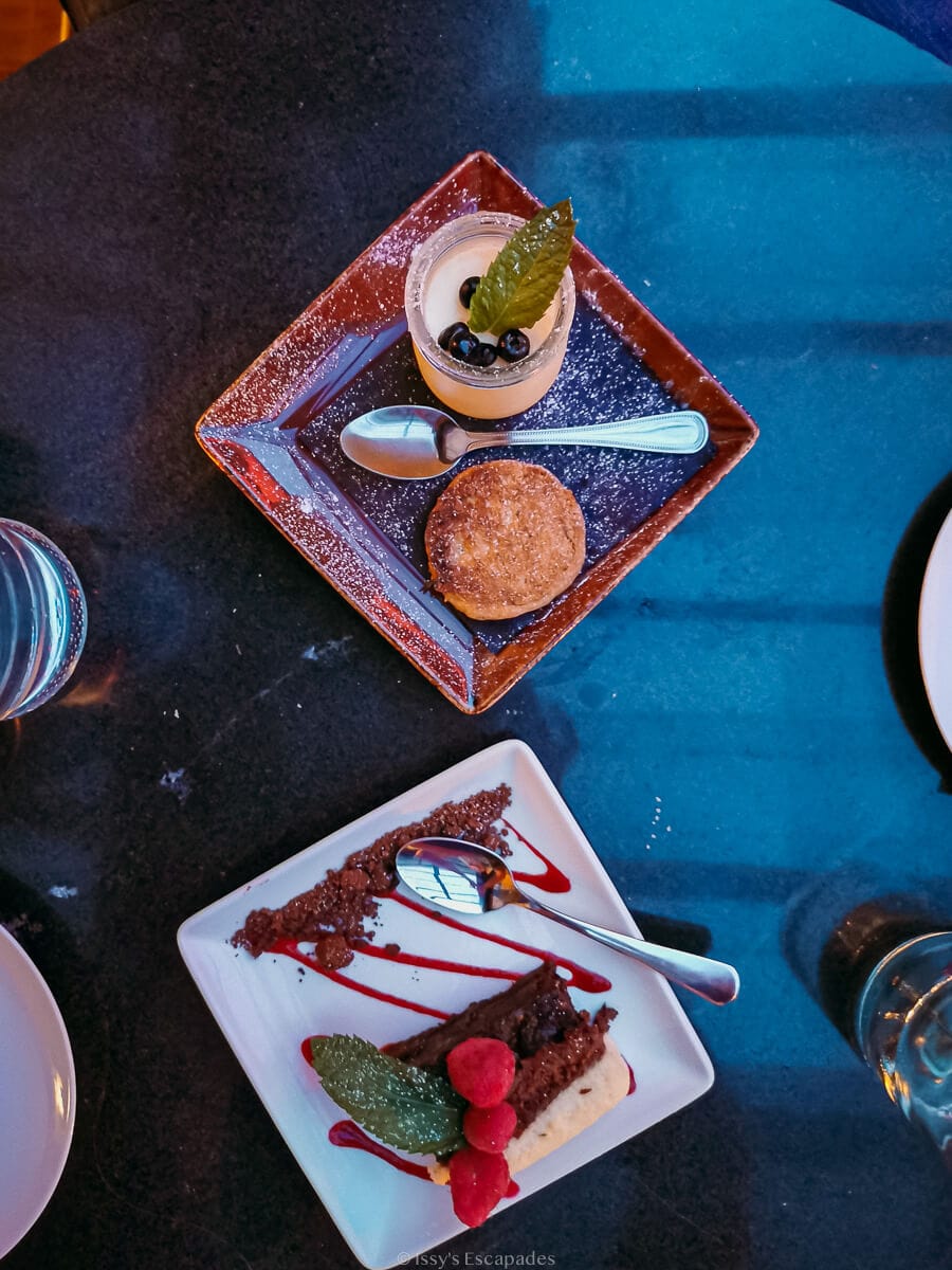 dessert at lamplight winebar restaurant in clifden