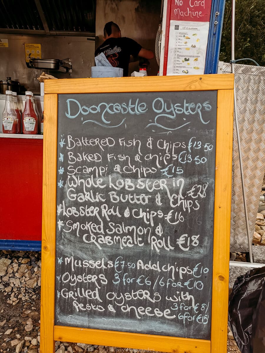 menu board at food truck in connemara