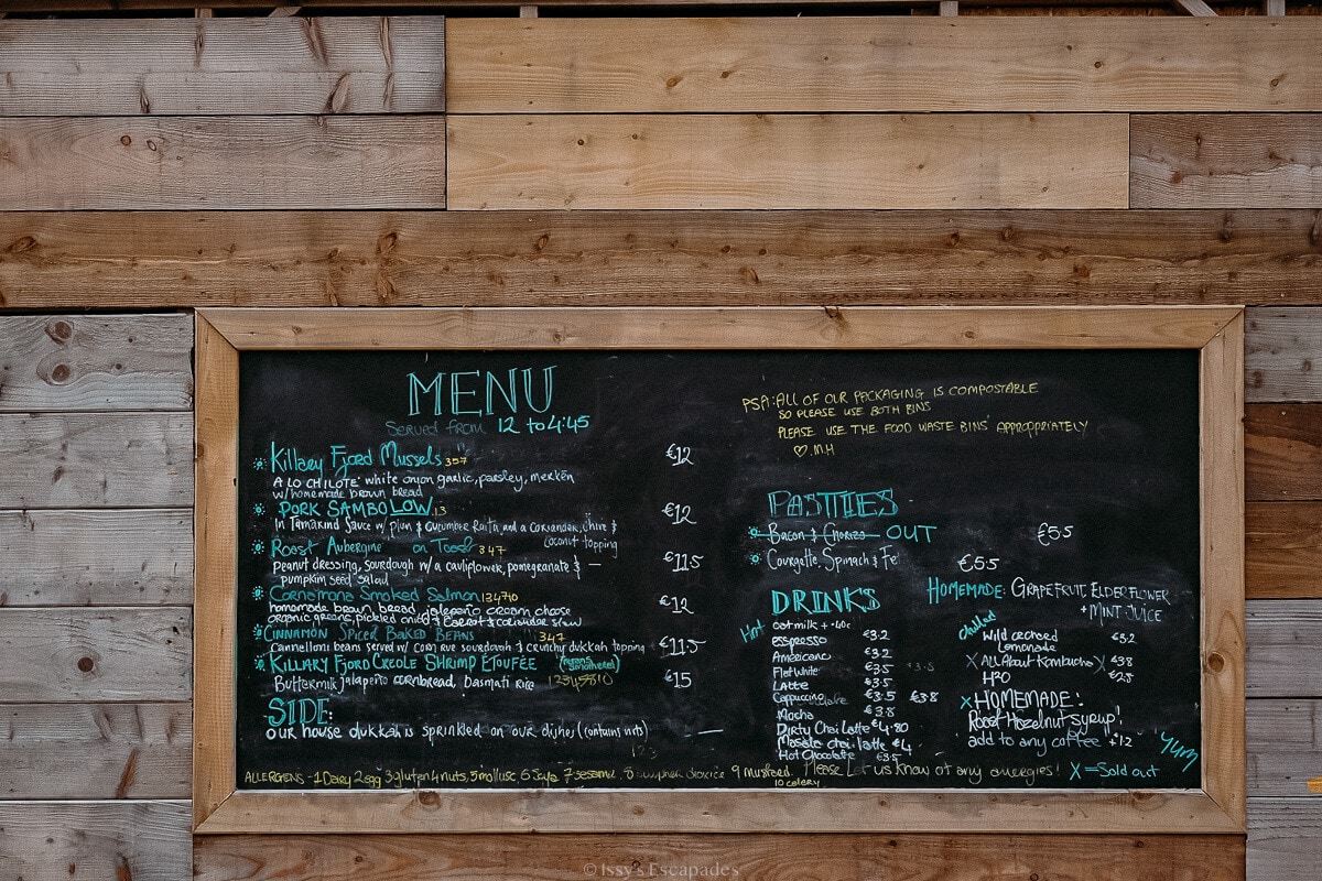 menu at misunderstood heron, one of the best places to eat in connemara