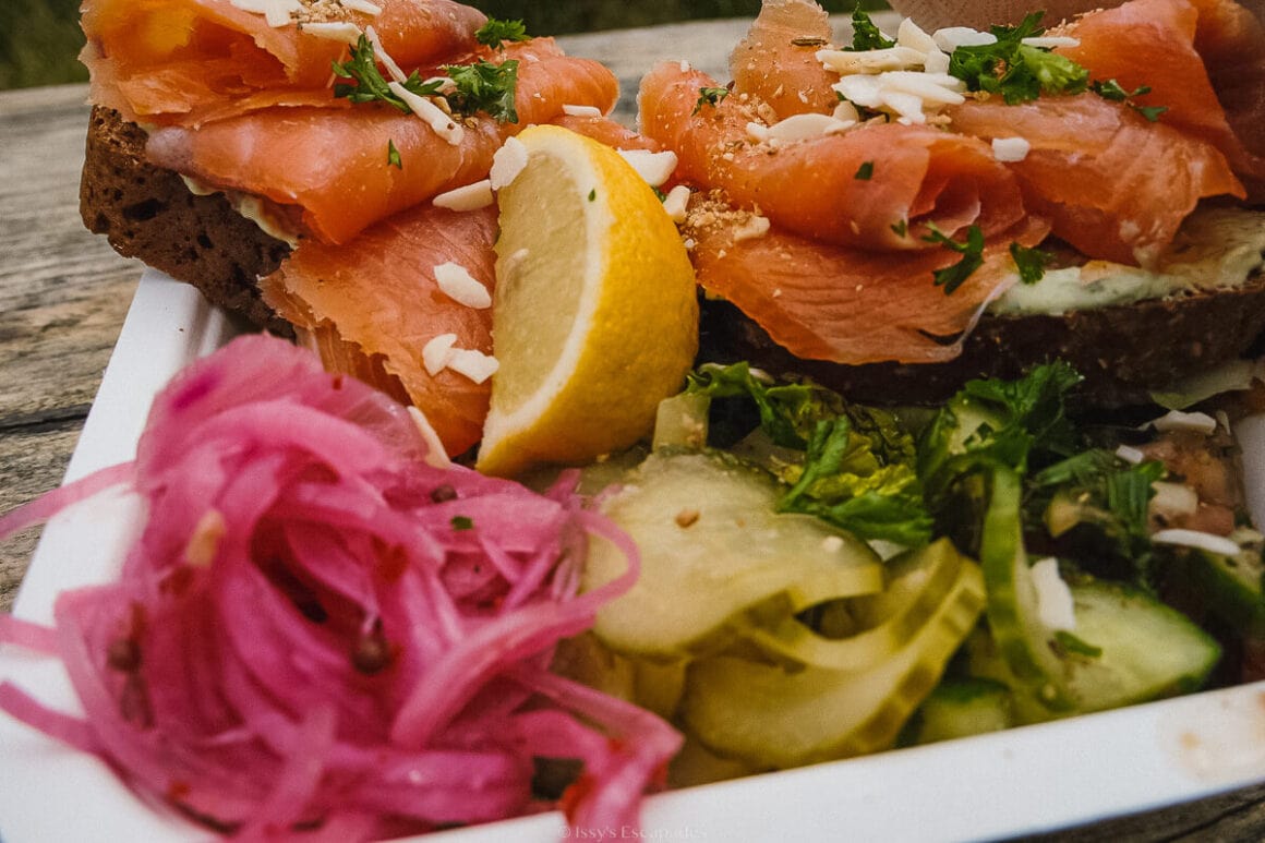 open smoked salmon sandwich from misunderstood heron at killary harbour in connemara