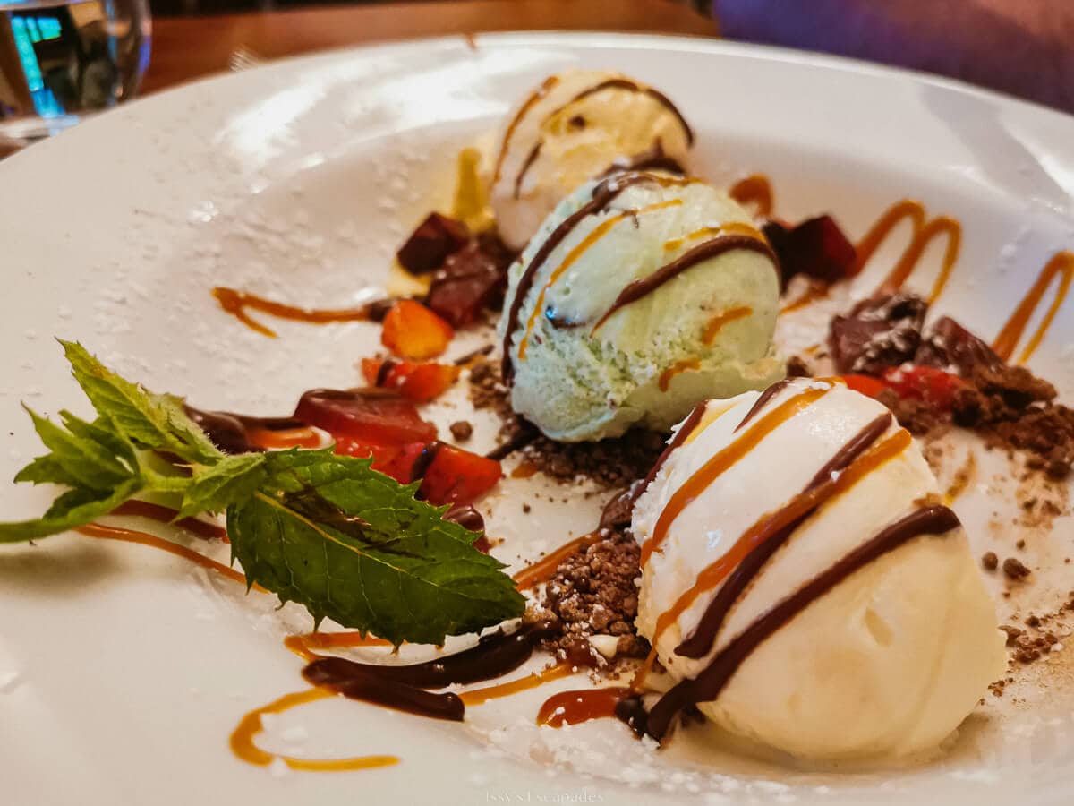 best food in connemara - ice cream dessert at lough inagh lodge