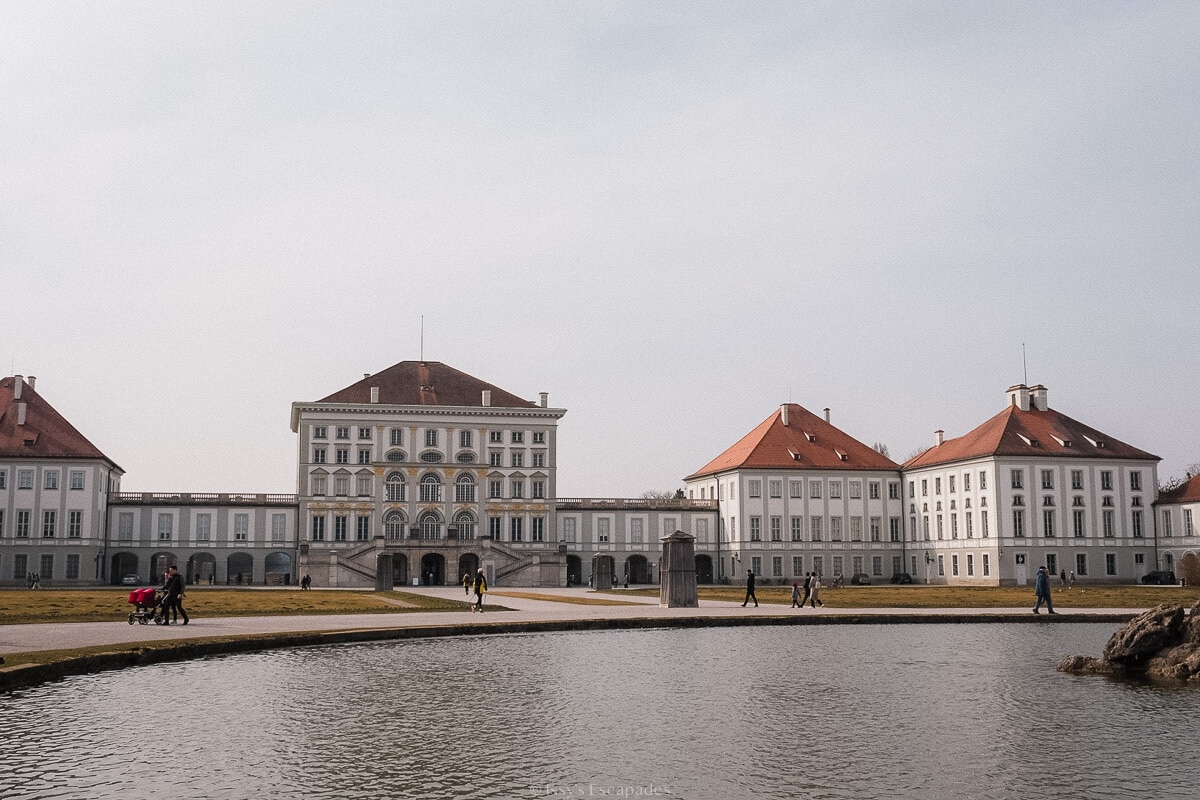 Nymphenburg Palace and its waterside gardens in Munich.