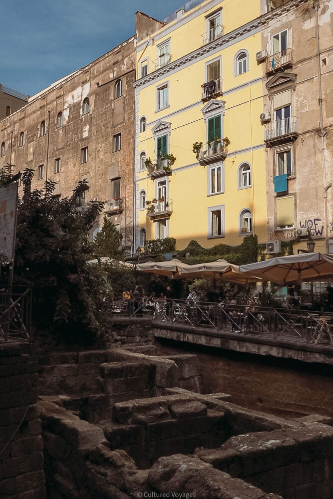 ancient greek city walls of naples in piazza bellini