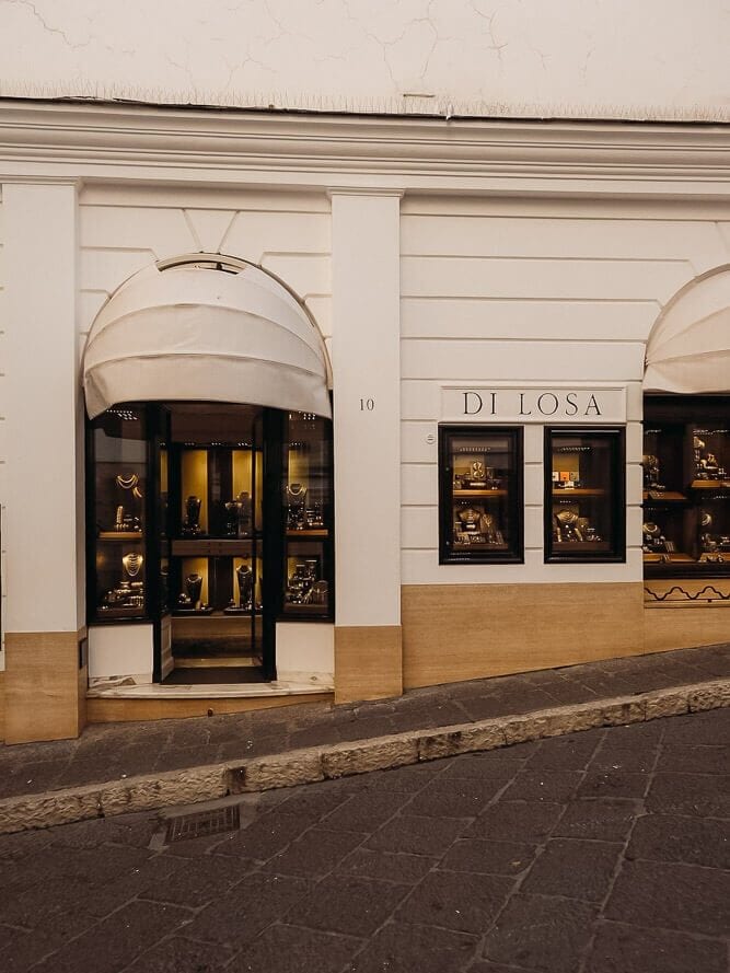 storefront of luxury shop on the island of capri italy