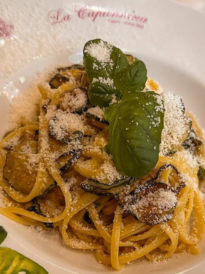 close up of pasta dish at capri restaurant